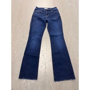 Frame Le Mini Boot Cut Jeans Womens 26 Dark Blue Denim Raw Hem Retro Streetwear